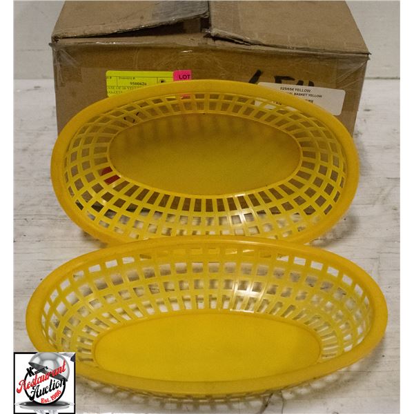 CASE OF 36 YELLOW PLASTIC OVAL BASKETS