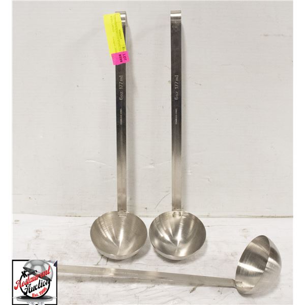 3 JOHNSON ROSE 6 OZ STAINLESS STEEL LADLES