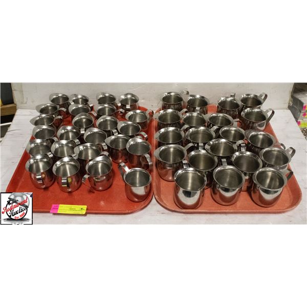 2 TRAYS W/ 44 STAINLESS STEEL CREAMERS