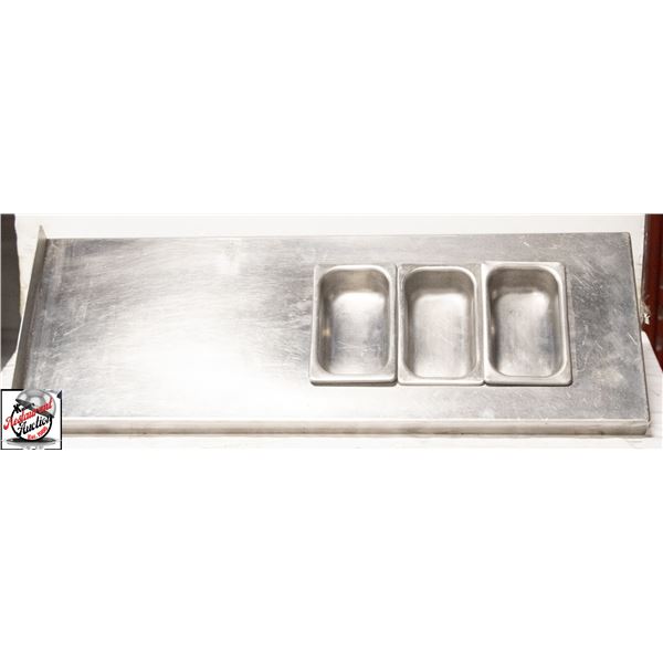 30" X 10" STAINLESS STEEL WALL SHELF W/ 3 INSERTS