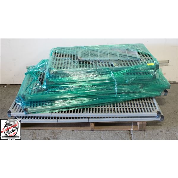 PALLET OF ASSORTED RACKING PIECES W/ 1 SUPPORT