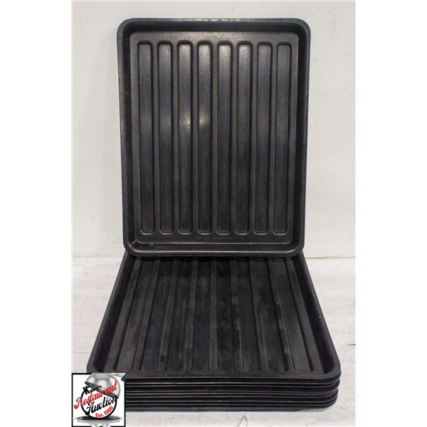 10 BLACK PLASTIC TRAYS 20" X 16" X 1"
