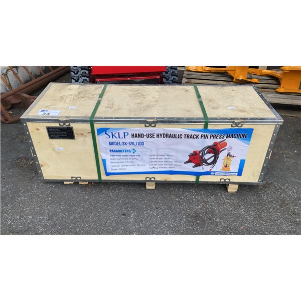 SK-SYLJ100, 100 TON HYDRAULIC TRACK PIN PRESS MACHINE WITH 1.5KW DIGITAL MOTOR *IN WOODEN CRATE*