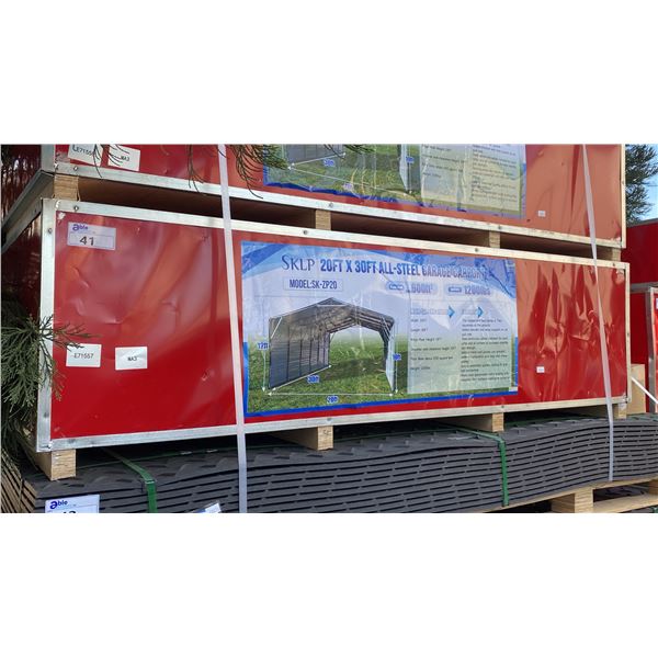 SKLP SK-ZP20 20' X 30' ALL STEEL GARAGE CARPORT- APPROX 600 SQ FT *IN LARGE CRATE*