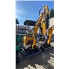 Image 1 : SDLANCH ME20 YELLOW DIESEL POWERED RUBBER TRACK MINI EXCAVATOR WITH ATTACHED DIGGING BUCKET, GRADER