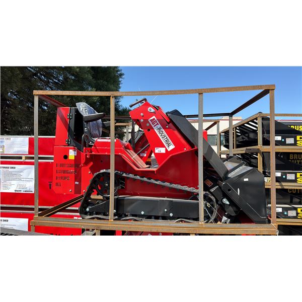 AGT INDUSTRIAL SDA-140T RED GAS POWERED PNEUMATIC TIRE RIDE ON MINI SKID STEER WITH ATTACHED 44"W