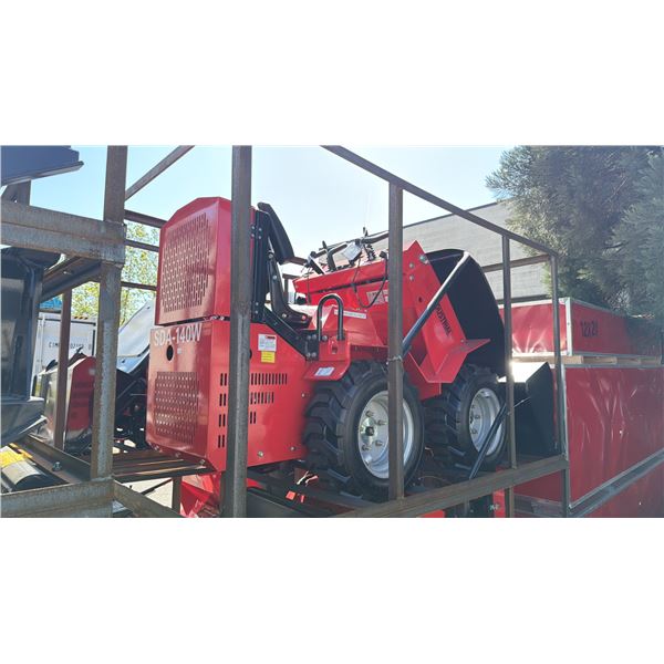 AGT INDUSTRIAL SDA-140W RED GAS POWERED PNEUMATIC TIRE RIDE ON MINI SKID STEER WITH ATTACHED 44"W