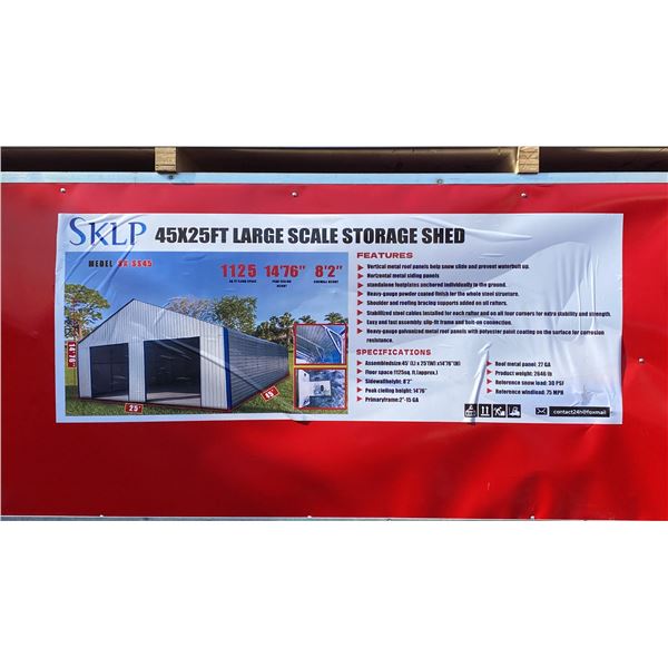 SKLP SK-SS45 45' X 25' LARGE SCALE STORAGE SHED *IN LARGE CRATE*