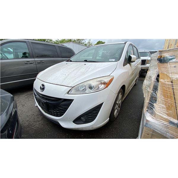 2012 MAZDA MAZDA 5, 4DRSW, WHITE, VIN JM1CW2DL1C0122561,