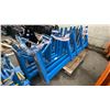 Image 2 : PALLET OF ASSORTED SIZED BLUE INDUSTRIAL METAL WALL/FLOOR MOUNT MATERIAL RACKS
