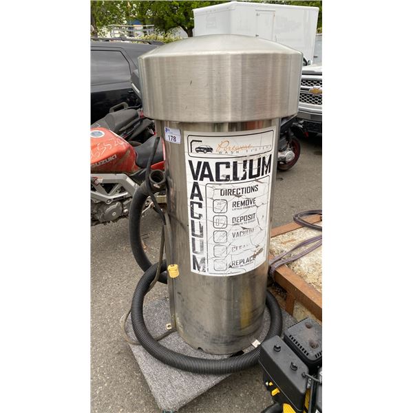J.E. ADAMS 9210 STAINLESS STEEL COMMERCIAL DOME VACUUM SYSTEM