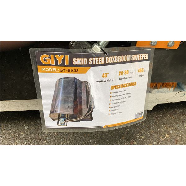 GIYI GY-BS43 43" MINI SKID STEER BOX BROOM SWEEPER ATTACHMENT