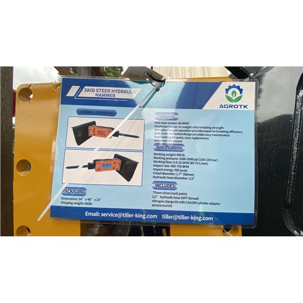 AGT SSHH680 SKID STEER HYDRAULIC CONCRETE BREAKER ATTACHMENT