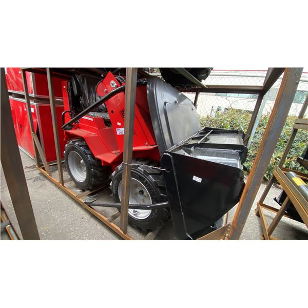 AGT INDUSTRIAL SDA-140W RED GAS POWERED PNEUMATIC TIRE RIDE ON MINI SKID STEER WITH ATTACHED 44"W