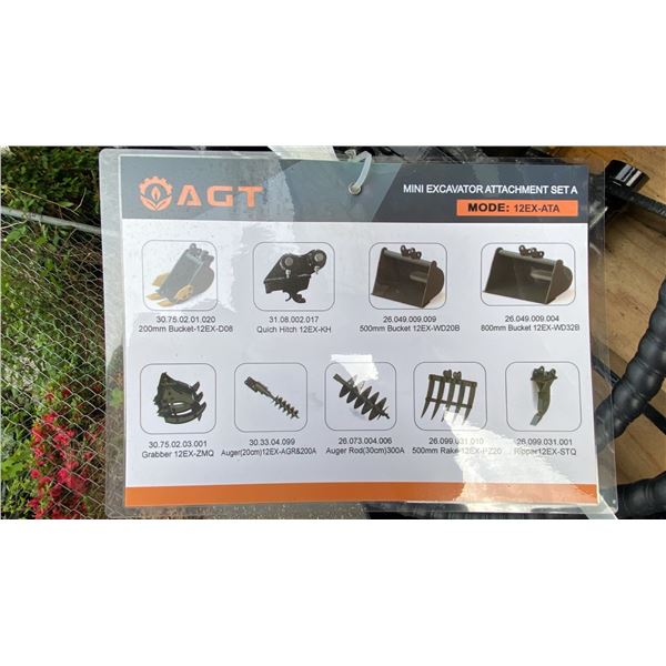 AGROTK 12EX-ATA,  9 PIECE MINI EXCAVATOR ATTACHMENT SET