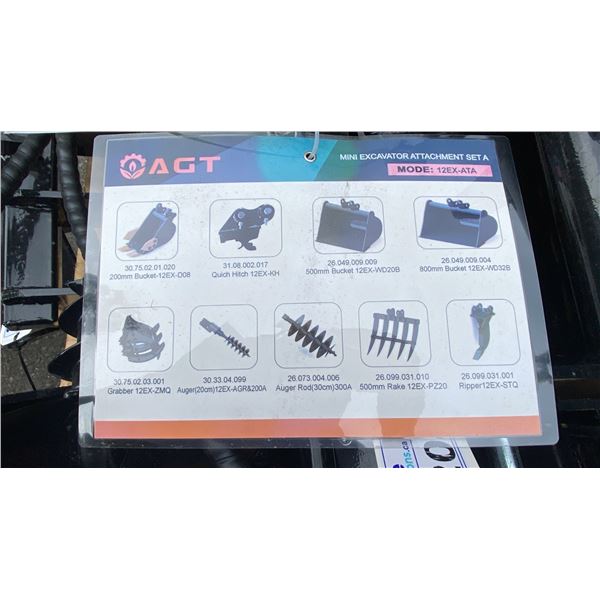 AGROTK 12EX-ATA,  9 PIECE MINI EXCAVATOR ATTACHMENT SET