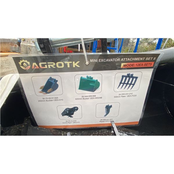 AGROTK 12EX-SET5, 5 PIECE MINI EXCAVATOR ATTACHMENT SET