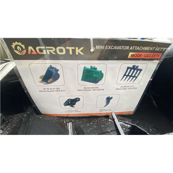AGROTK 12EX-SET5, 5 PIECE MINI EXCAVATOR ATTACHMENT SET