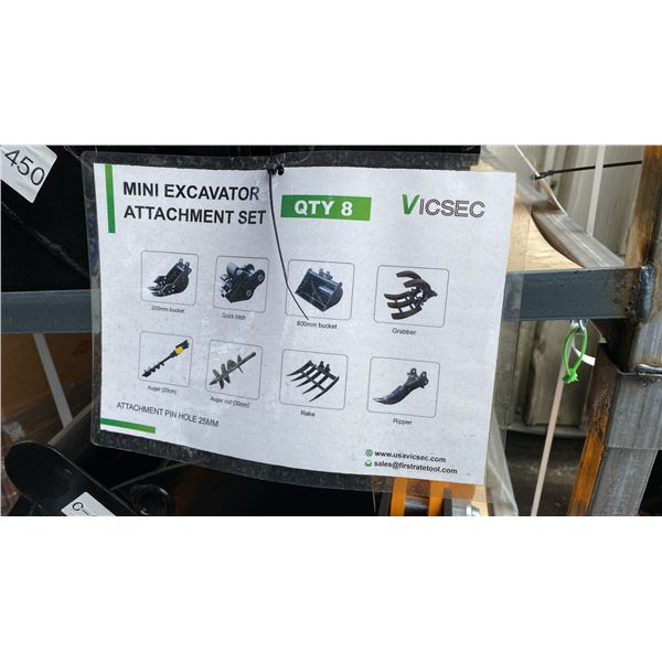 VICSEC INDUSTRIAL 8 PIECE MINI EXCAVATOR ATTACHMENT SET