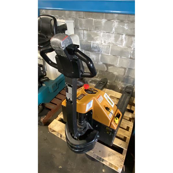 BIG JOE E-30 YELLOW WALKIE PALLET TRUCK WITH 3000LB CAPACITY, 24V, BUILT IN CHARGER-