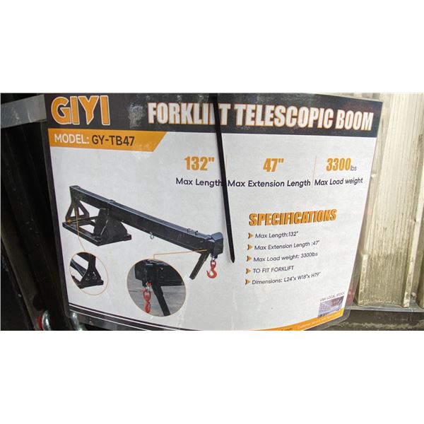 GIYI GY-TB47 BLACK 47" INDUSTRIAL FORKLIFT TELESCOPING BOOM ATTACHMENT