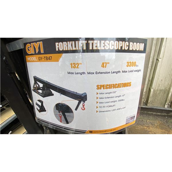 GIYI GY-TB47 BLACK 47" INDUSTRIAL FORKLIFT TELESCOPING BOOM ATTACHMENT