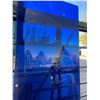 Image 4 : A-FRAME TRANSPORT CART OF DOUBLE GAZET BLUE TINTED 3' X 8' GLASS PANELS & 2 FROSTED GLASS SHEETS