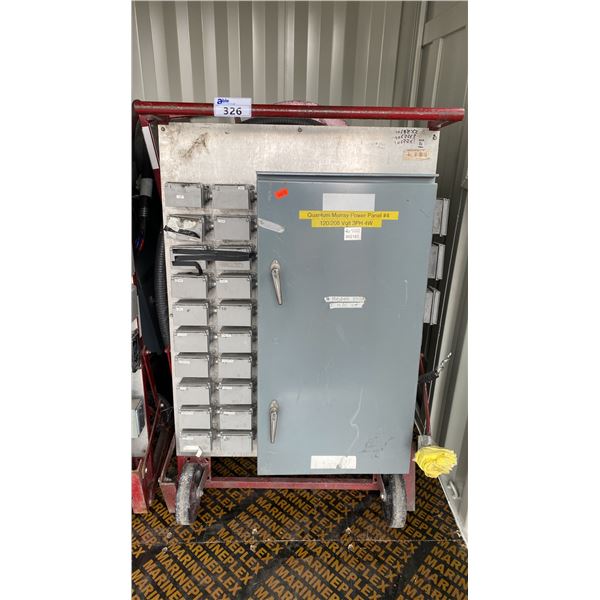 RED HEAVY DUTY INDUSTRIAL MOBILE JOB SITE POWER DISTRIBUTION CENTER WITH HEAVY CABLE