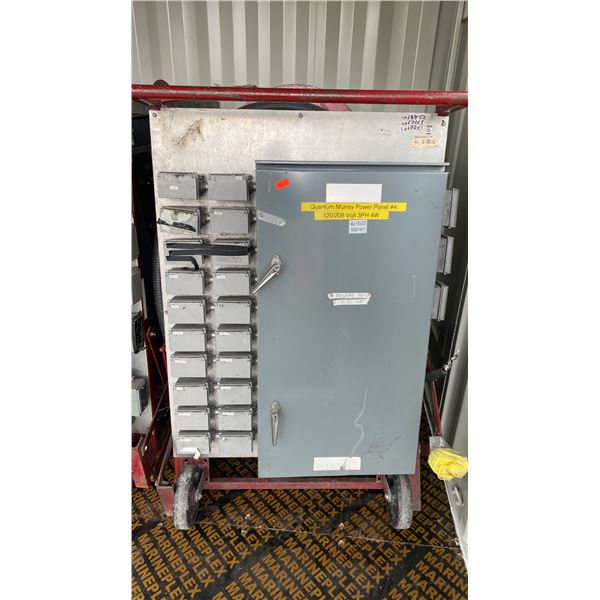 RED HEAVY DUTY INDUSTRIAL MOBILE JOB SITE POWER DISTRIBUTION CENTER WITH HEAVY CABLE