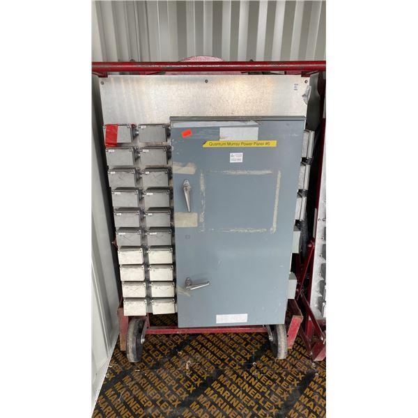 RED HEAVY DUTY INDUSTRIAL MOBILE JOB SITE POWER DISTRIBUTION CENTER *NO CABLE*