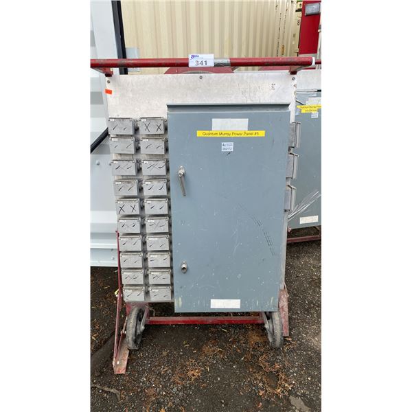 RED HEAVY DUTY INDUSTRIAL MOBILE JOB SITE POWER DISTRIBUTION CENTER WITH HEAVY CABLE