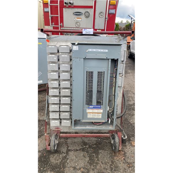 RED HEAVY DUTY INDUSTRIAL MOBILE JOB SITE POWER DISTRIBUTION CENTER WITH HEAVY CABLE *MISSING FRONT