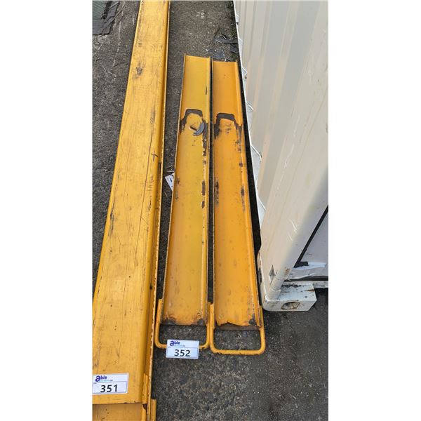 PAIR OF YELLOW 60"L X 5 1/4"W INDUSTRIAL FORKLIFT FORK EXTENSIONS