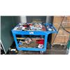 Image 1 : BLUE 2 TIER MOBILE PRODUCT CART WITH ASSORTED TOOLS, MARINE HARDWARE, HEAVY DUTY PULLEY, & MINI