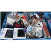 Image 2 : BLUE 2 TIER MOBILE PRODUCT CART WITH ASSORTED TOOLS, MARINE HARDWARE, HEAVY DUTY PULLEY, & MINI