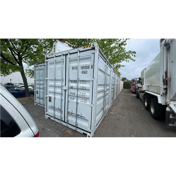 GREY 40' 52,910 LB MAX CAPACITY INDUSTRIAL TRANSPORT CONTAINER WITH 4 DUAL SWING SIDE DOORS DUAL