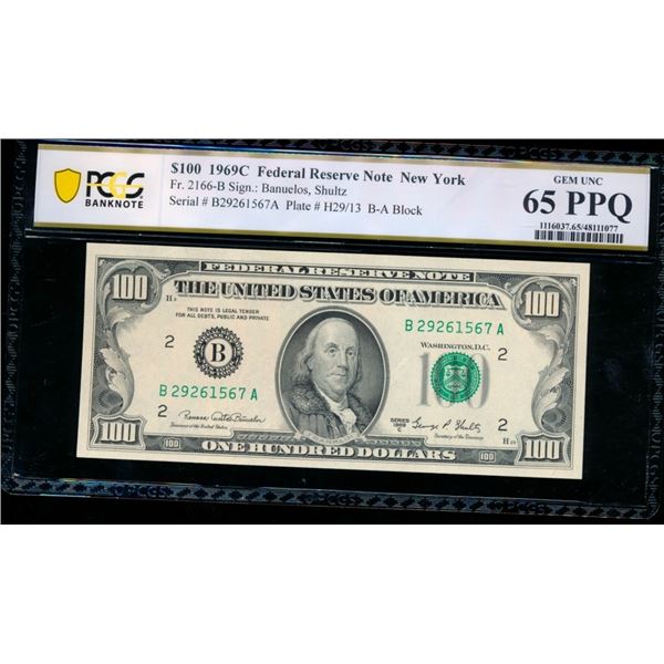 1969C $100 New York FRN PCGS 65PPQ