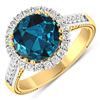 Image 1 : 14KT Yellow Gold 2.9ctw London Blue Topaz and Diamond Ring