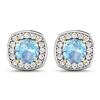 Image 1 : 14KT Yellow Gold 1.5ctw Aquamarine and Diamond Earrings