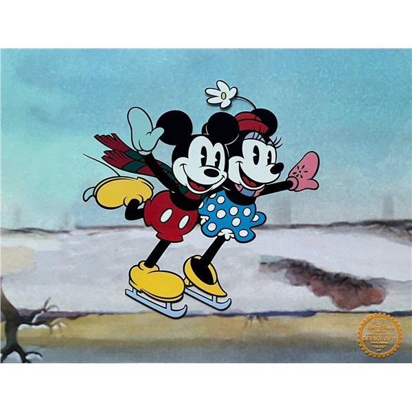 DISNEY MICKEY & MINNIE MOUSE ON ICE Sericel Animation Art Cel