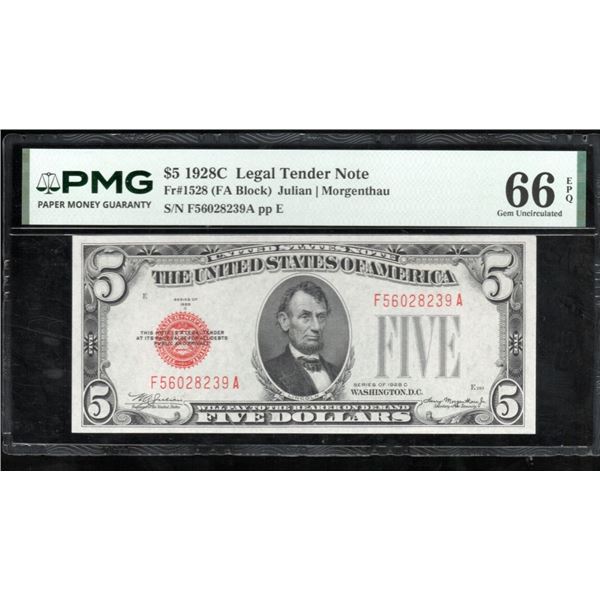 1928C $5 Legal Tender Note PMG 66EPQ
