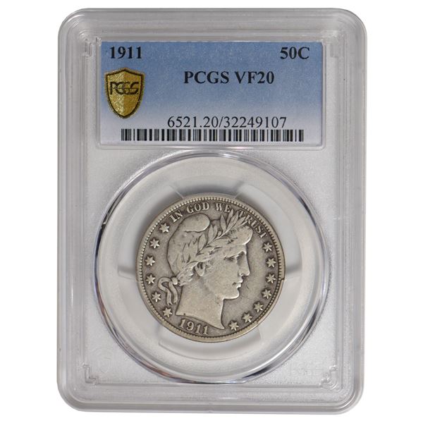 1911 Barber Half Dollar PCGS VF20