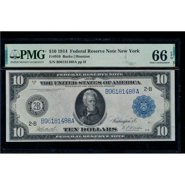 1914 $10 New York FRN PMG 66EPQ