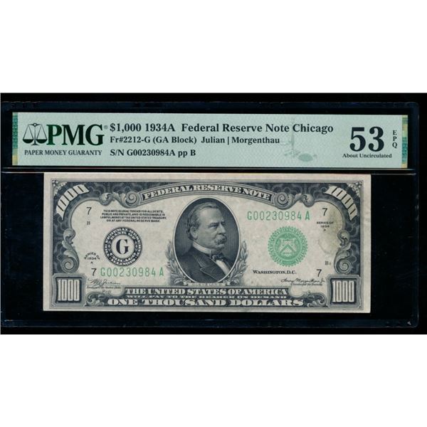 1934A $1000 Chicago FRN PMG 53EPQ