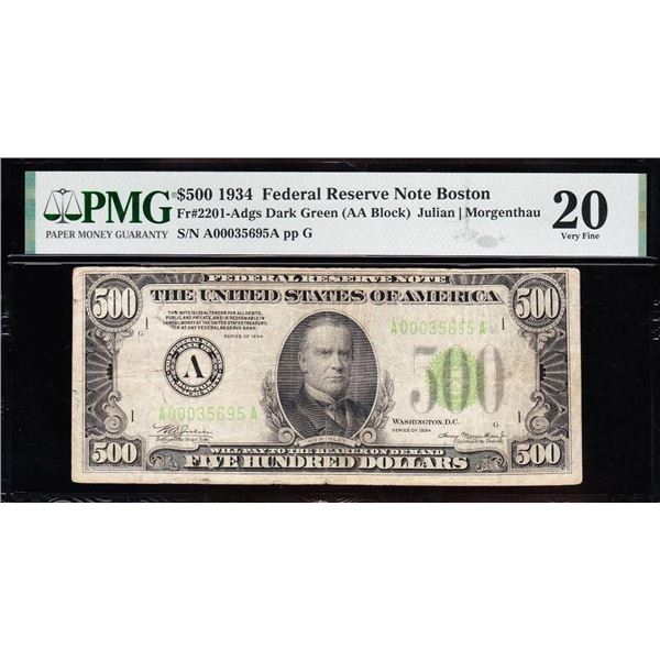 1934 $500 Boston FRN PMG 20