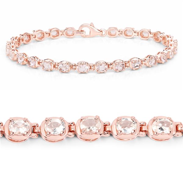 Plated 14KT Rose Gold 3.90ctw Morganite Bracelet
