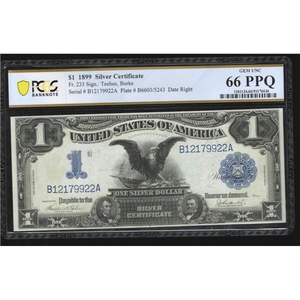 1899 $1 Black Eagle Silver Certificate PCGS 66PPQ