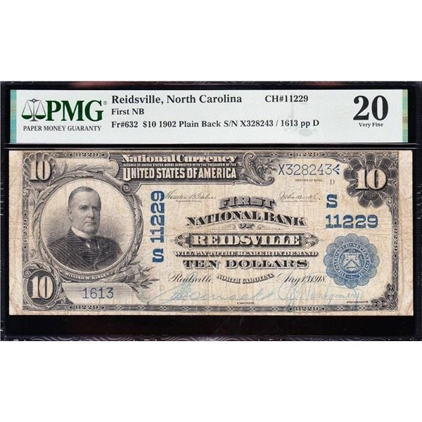 1902 $10 Reidsville NC National PMG 20