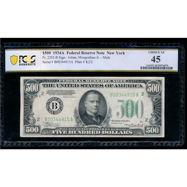1934A $500 New York FRN PCGS 45