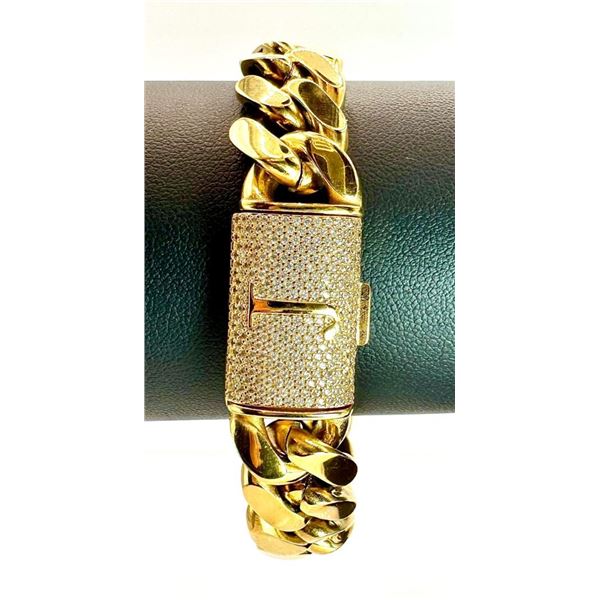 14 Kt Gold Plate 57.4 Grams Monogramed "J" Curb Link Bracelet